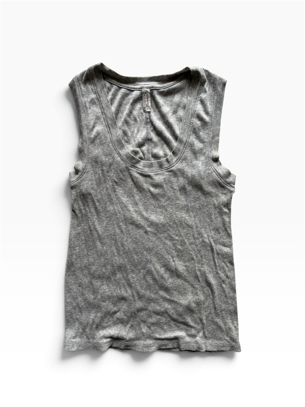 Free People Ribbed Grey Tank Top Women’s M Fall Workout Business Layering Boho